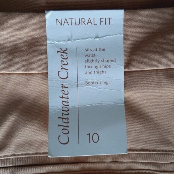 COLDWATER CREEK / Natural Fit Bootcut Leg Pants Tan Cotton Blend Sz 10 Flawed - Picture 12 of 15
